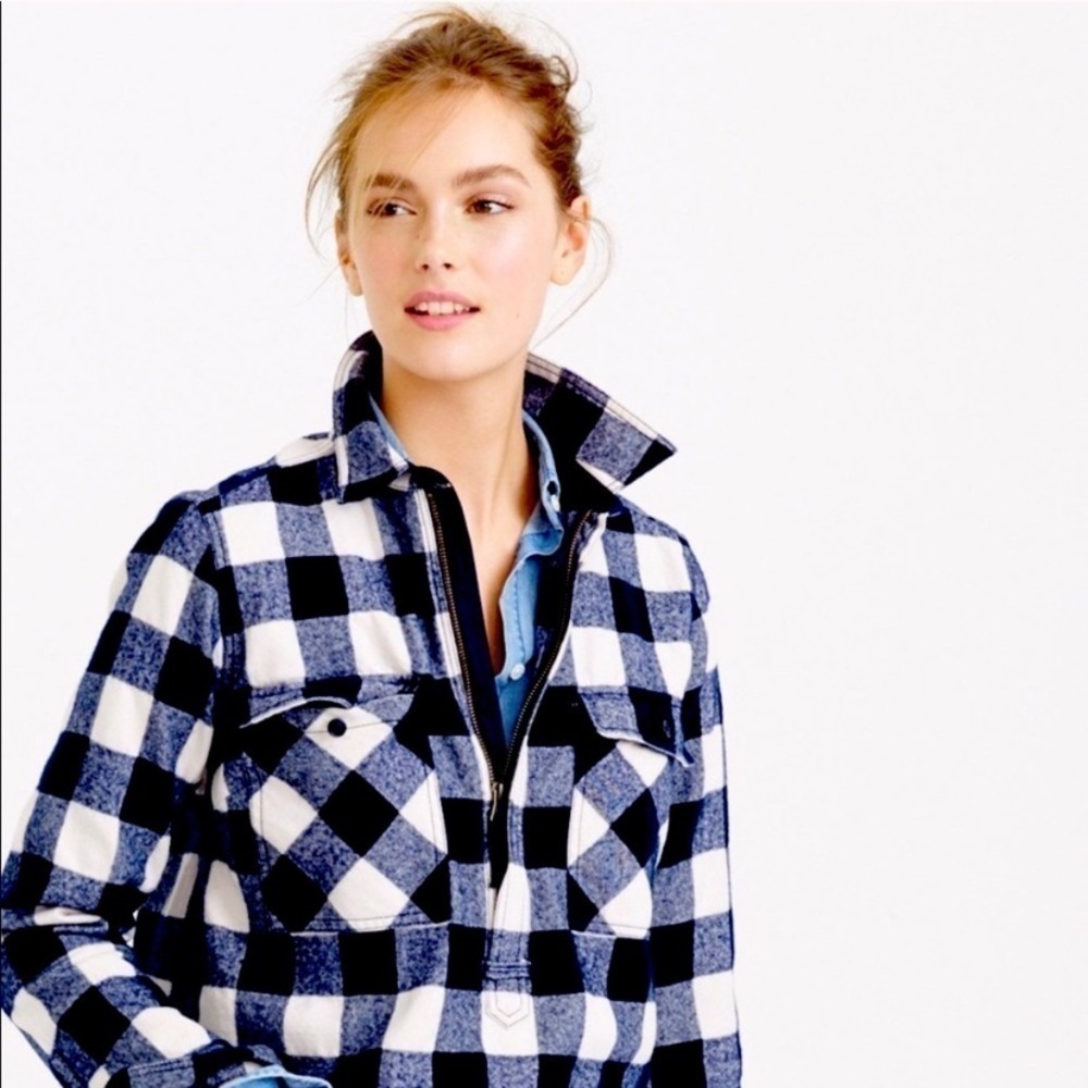 J Crew Buffalo Plaid 1/2 Zip Flannel Shirt EUC - Picture 3 of 16